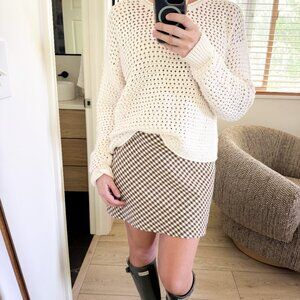 Le Lis Brown Gingham Checked Mini Skirt (M)